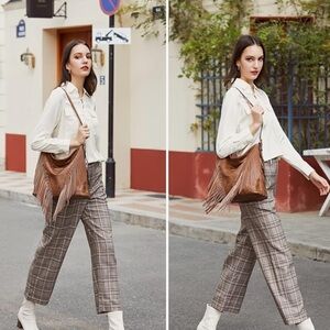 Oukupa Brown Faux Leather Western
Fringe Shoulder Bag